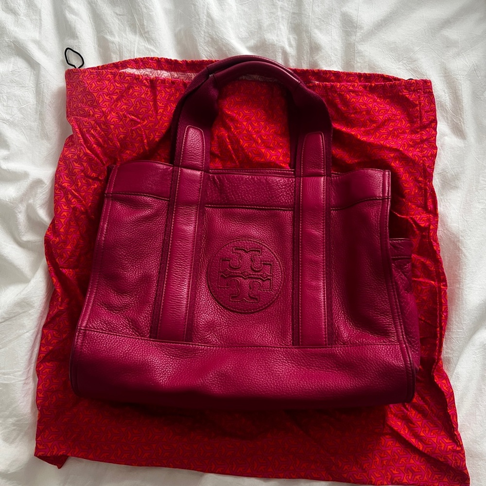 Tory Burch Fuchsia Leather Tote